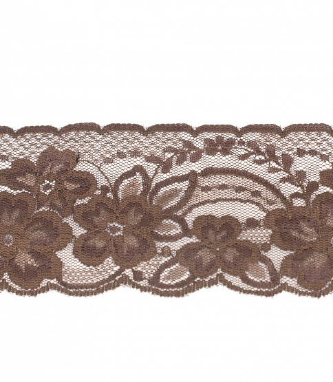 Flat 2.5" Brown Floral Lace 10 Mtrs - Click Image to Close